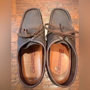 Clarks Wallabees Dark Brown Leather Moc Toe Slip-On Loafers